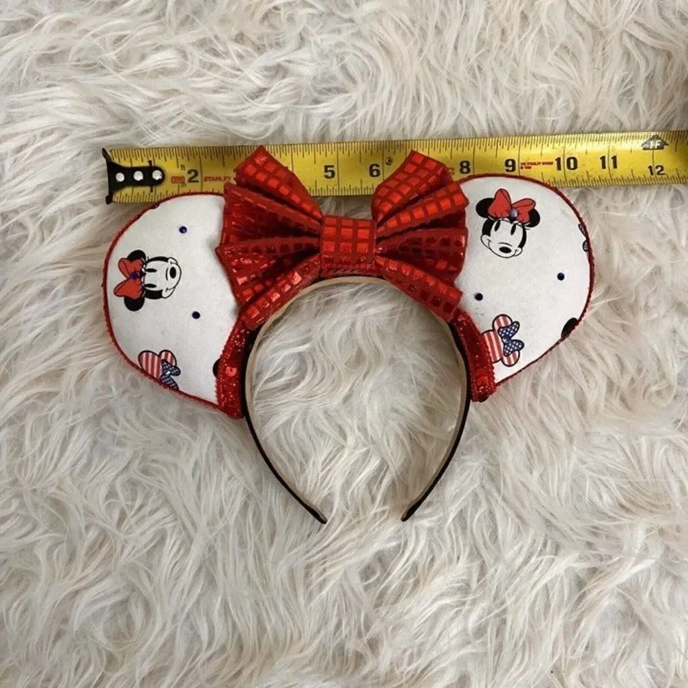 Minnie Mouse Retro Ears Headband with Bow Handmade Fits Adult or Tween Disney